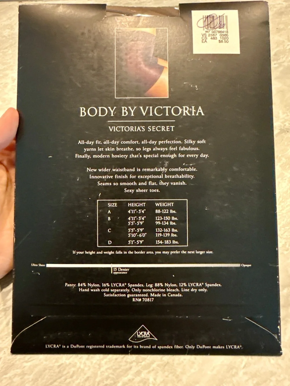 New Victoria’s Secret VS Control Top BODY BY VICTORIA Sz B Sable 15 Denier